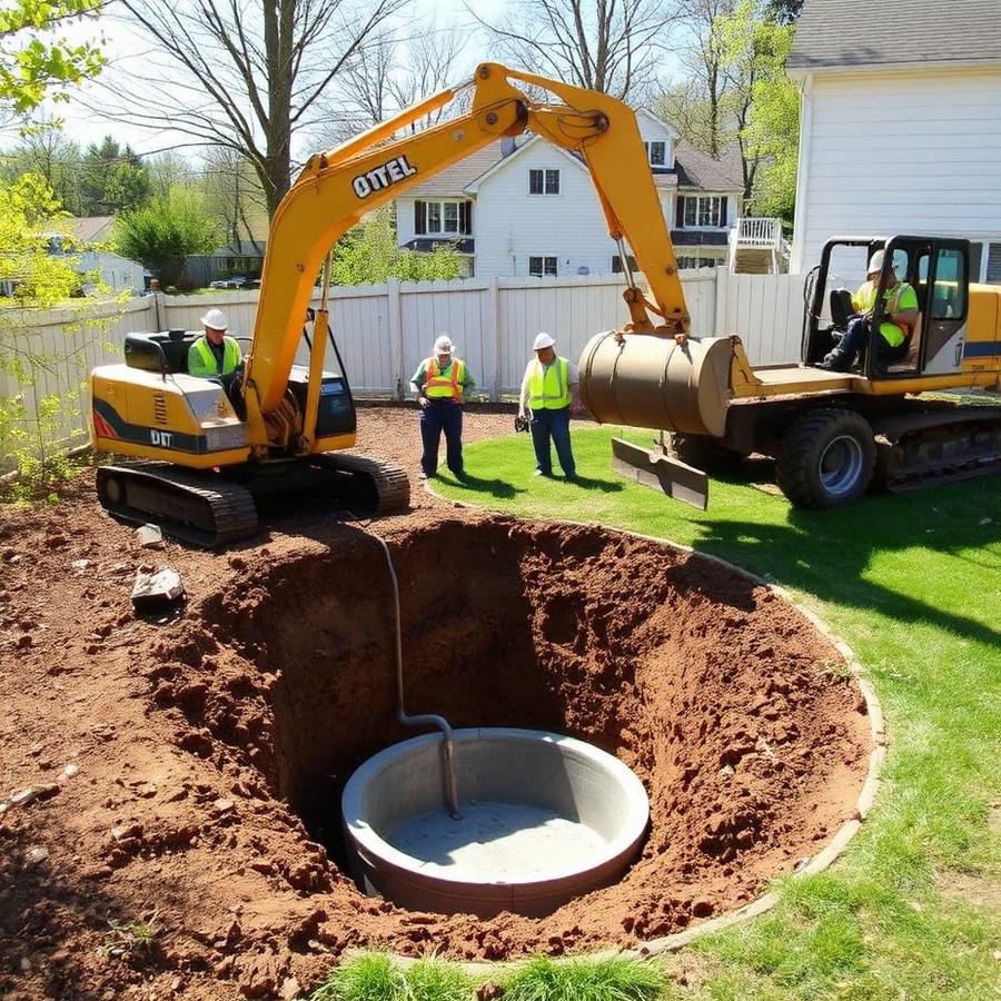 Septic tank installation in progress