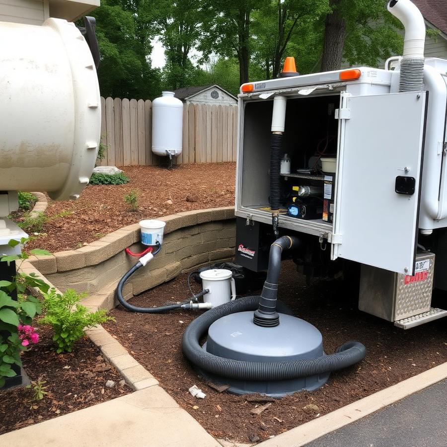 Septic pumping service at a residence